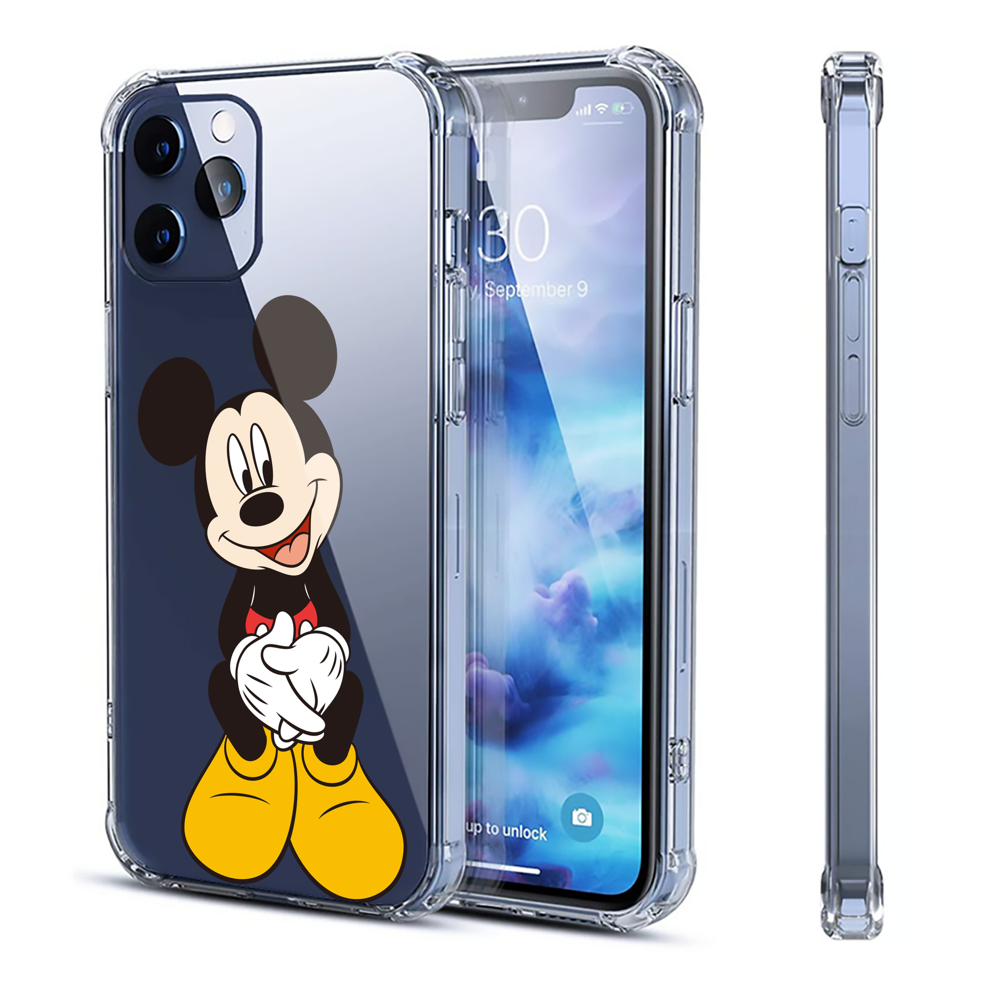 （画像用） ミッキーマウス Mickey Mouse 【iPhone 12シリーズ対応】透明スマホケース（クリアソフトケース）
